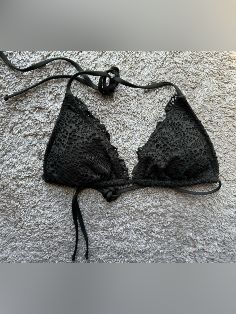 Mossimo Dark Green Crochet Lace Triangle Bikini Top Size Small